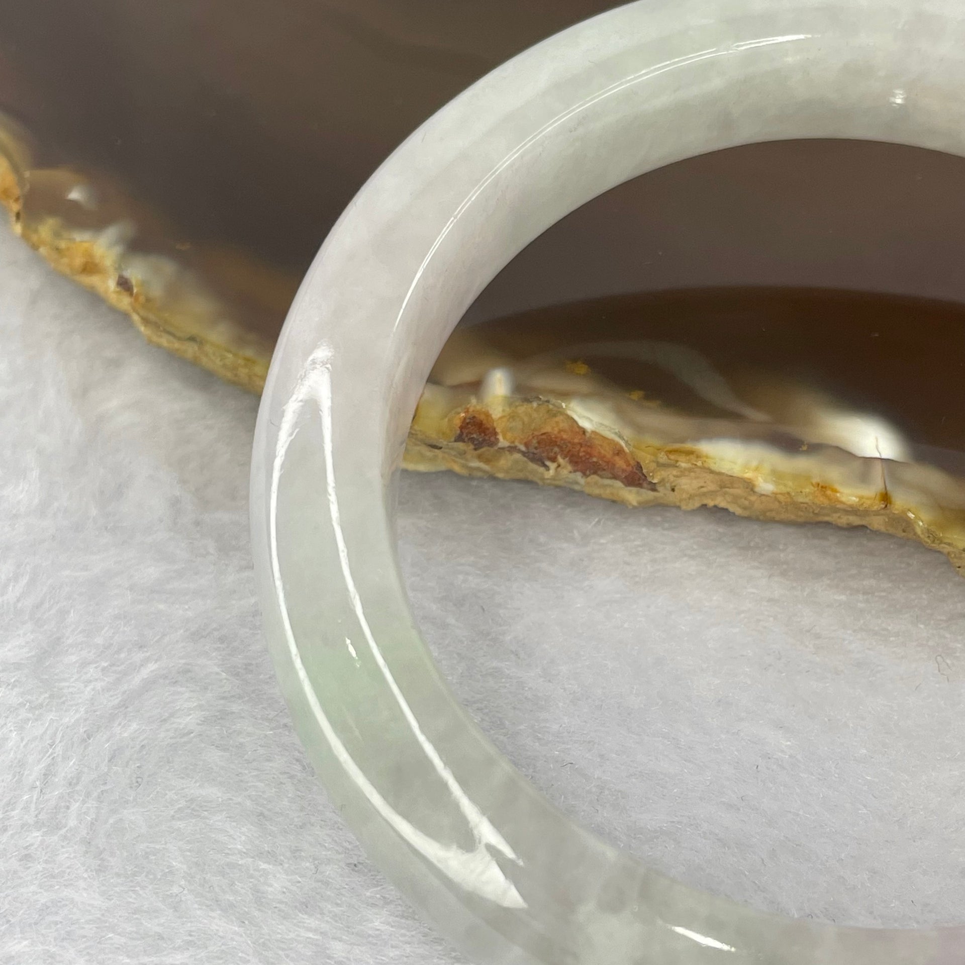 Type A semi icy lavender green yellow Jadeite bangle 52.63g inner diameter 54.6mm by 11.3 by 9.0mm (slight internal lines) - Huangs Jadeite and Jewelry Pte Ltd