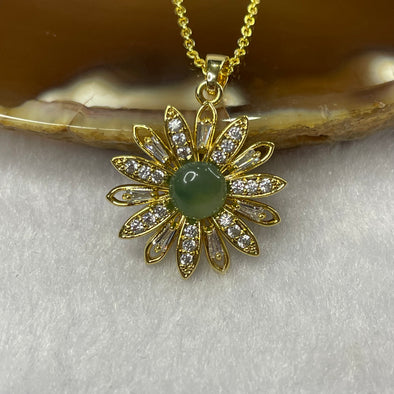 Type A Semi Icy Green Jade Jadeite Flower Pendant - 4.08g 26.0 by 19.4 by 4.3mm - Huangs Jadeite and Jewelry Pte Ltd