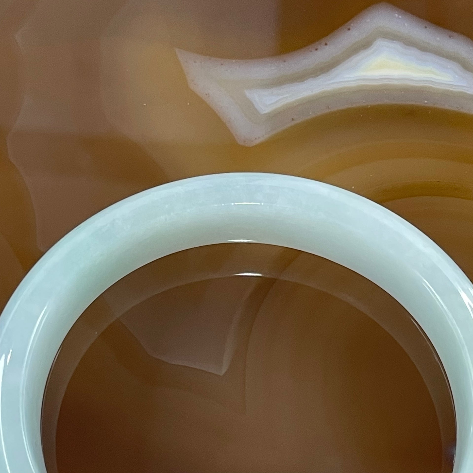 Type A Light Green Jade Jadeite Oval Bangle 50.49g inner Dia 54.6mm 14.0 by 7.5mm - Huangs Jadeite and Jewelry Pte Ltd