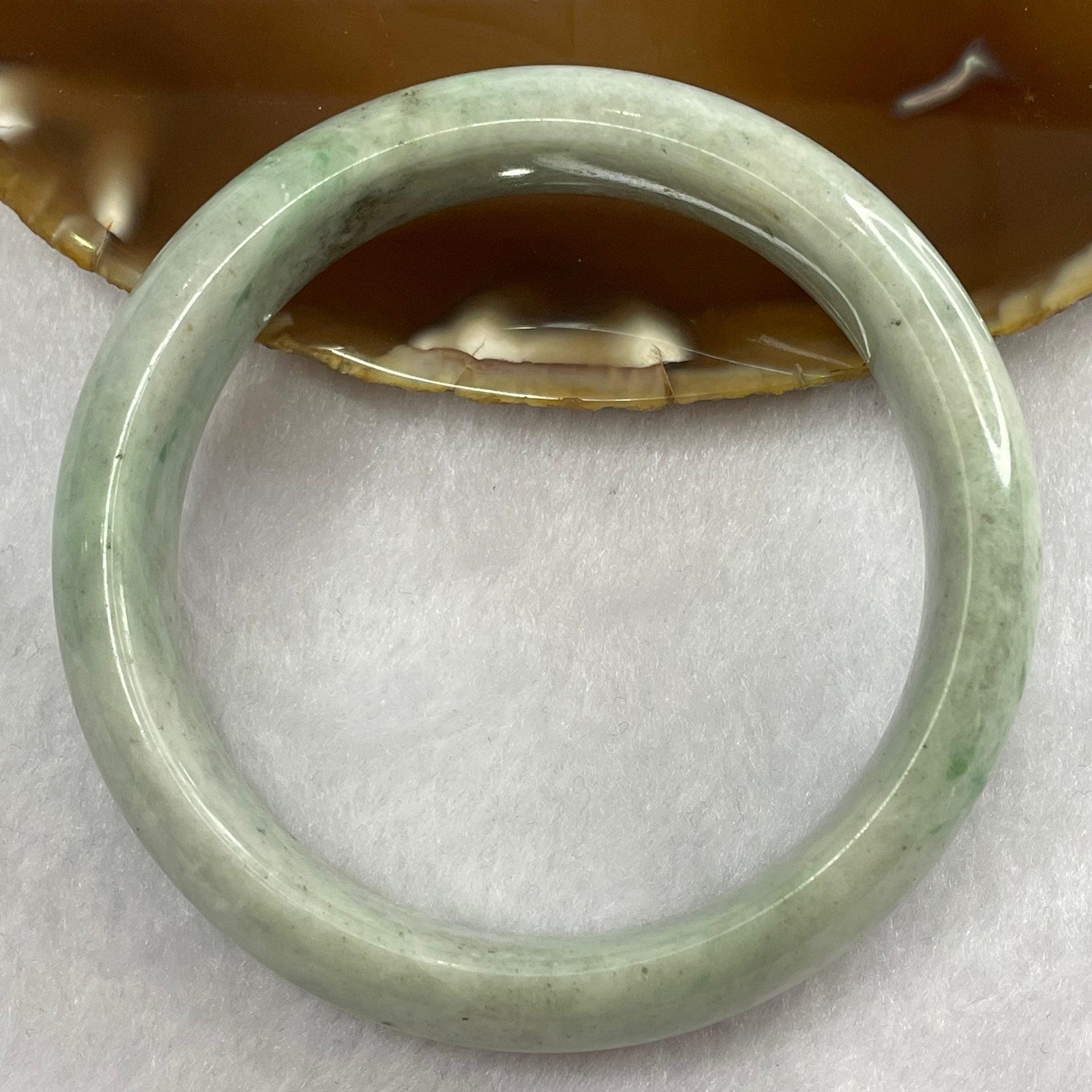 Type A Green with Spicy Green Patches Jade Jadeite Bangle 71.69g inner Dia 59.5mm 16.1 by 8.5mm - Huangs Jadeite and Jewelry Pte Ltd