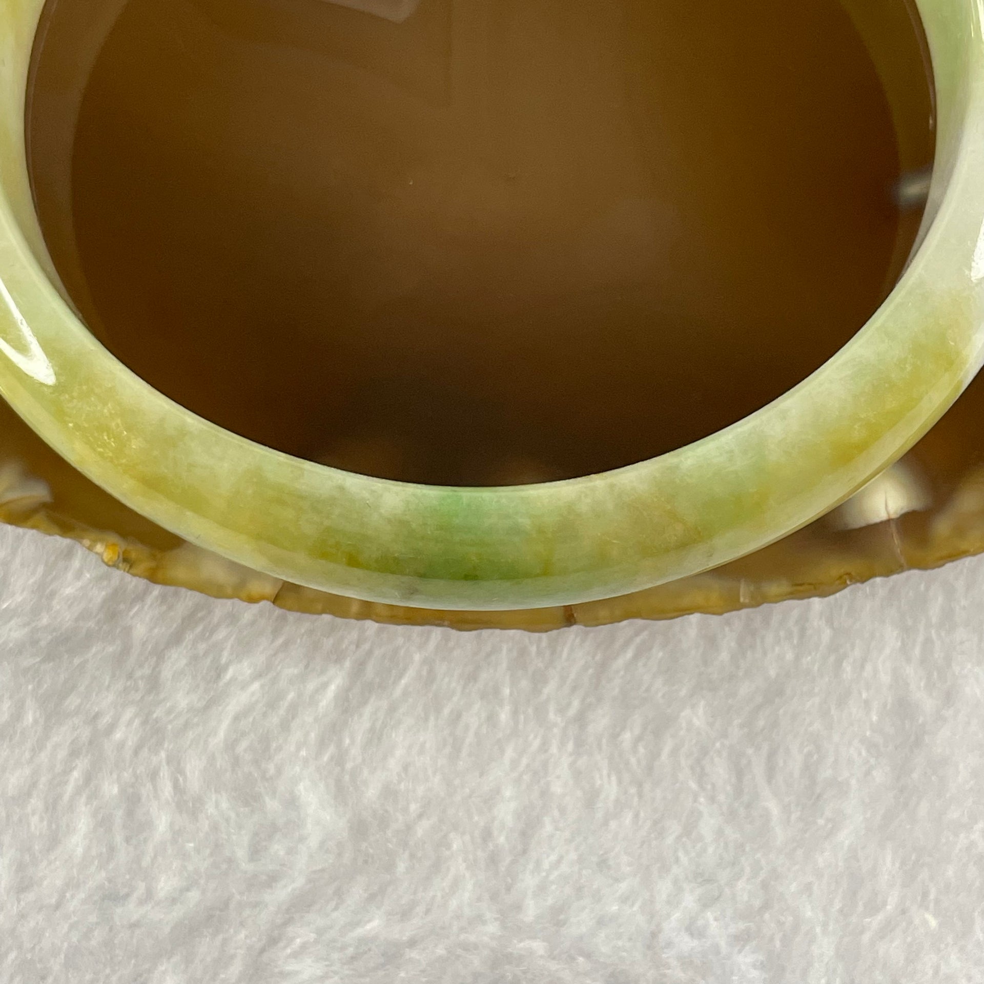 Type A Green, Yellow, Lavender and Brown Jade Jadeite Oval Bangle 38.30g inner Dia 55.1mm 12.3 by 6.4mm (Slight External Rough) - Huangs Jadeite and Jewelry Pte Ltd