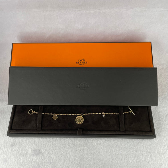(PRE_LOVE) Authentic Hermes 18K AU750 Bracelet with Natural Diamond 7.59g 17cm 1.7mm Size ST Made in France - Huangs Jadeite and Jewelry Pte Ltd