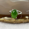 Natural Green Nephrite 925 Silver Ring Size Adjustable - 2.97g 14.0 by 10.0 by 6.0 mm - Huangs Jadeite and Jewelry Pte Ltd