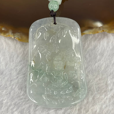 ICY Type A Sky Blue with Green Yellow Flora  Shan Shui Guan Yin 22.51g 54.1 by 36.4 by 6.0mm - Huangs Jadeite and Jewelry Pte Ltd