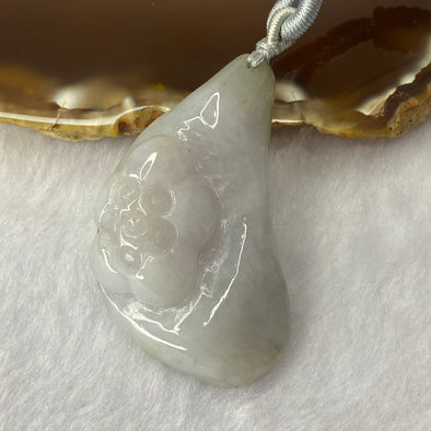 (PRE_LOVE) Type A Lavender Jadeite Lotus Necklace 25.54g 44.7 by 27.6 by 13.3mm - Huangs Jadeite and Jewelry Pte Ltd