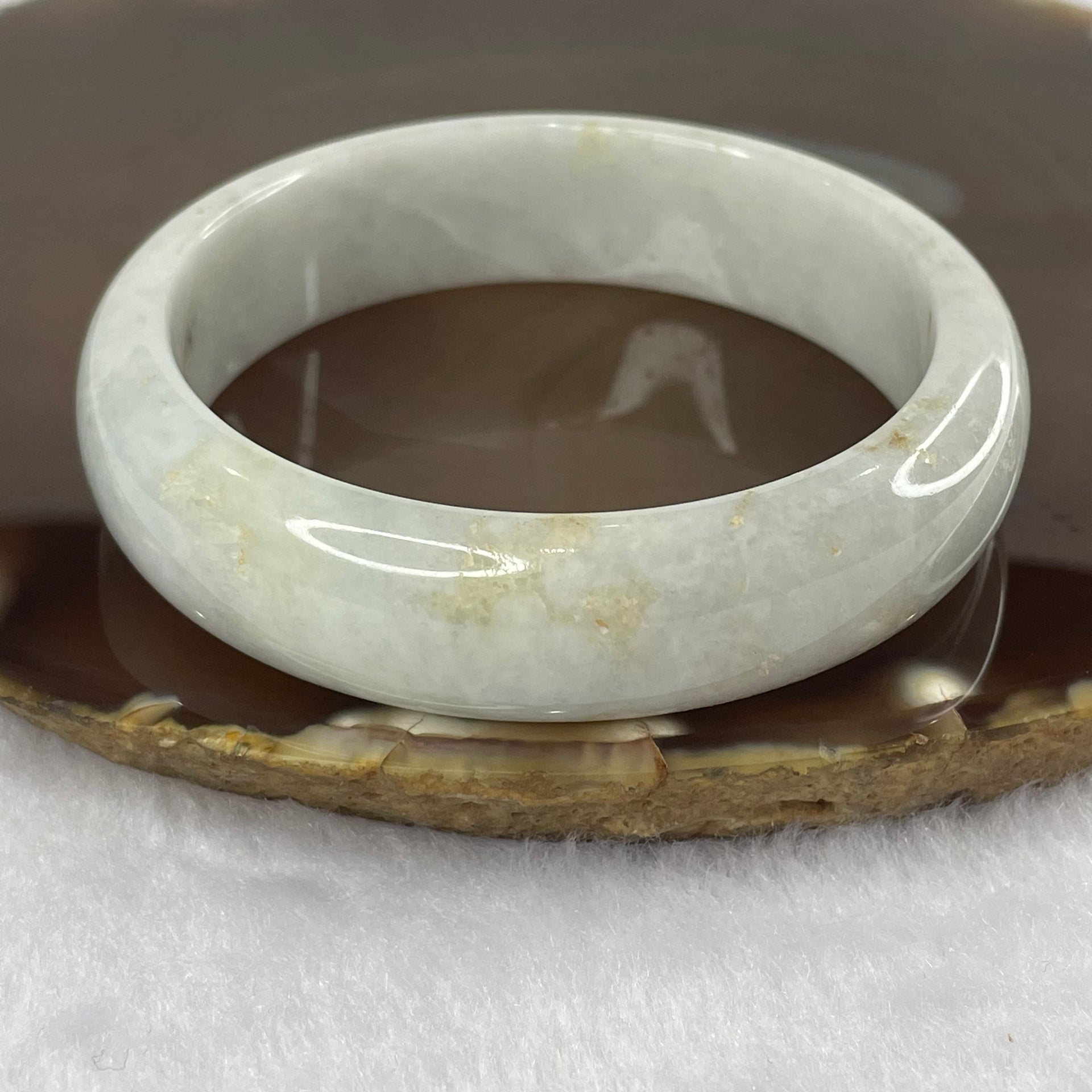 Type A Faint Lavender Jade Jadeite Bangle 55.81g inner Dia 54.7mm 14.8 by 7.3mm (Slight External Rough) - Huangs Jadeite and Jewelry Pte Ltd