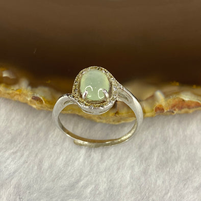 Type A Faint Icy Green Jadeite 7.1 by 5.5 by 2.2mm in 925 silver Ring 1.83g - Huangs Jadeite and Jewelry Pte Ltd