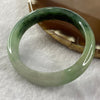 Type A Semi Icy Green Piao Hua Jade Jadeite Oval Bangle 39.32g inner Dia 54.6mm 12.3 by 6.5mm (Slight External Line) - Huangs Jadeite and Jewelry Pte Ltd