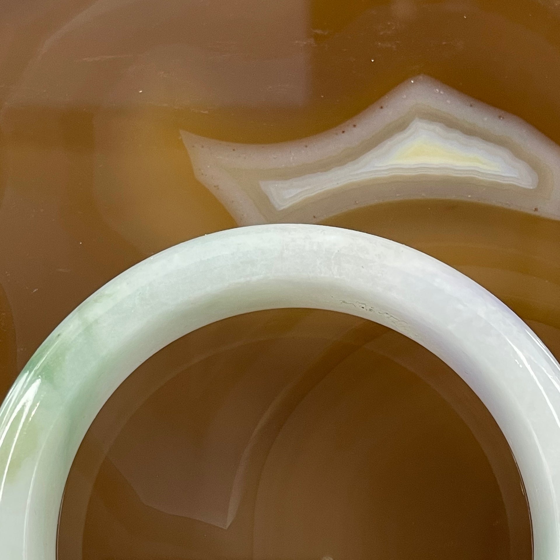 Type A Lavender, Green and Brown Jade Jadeite Bangle 70.25g inner Dia 54.0mm 15.9 by 8.8mm (Slight Internal Line) - Huangs Jadeite and Jewelry Pte Ltd