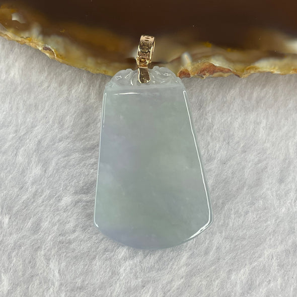 18K Rose Gold High Quality Type A High Icy Lavender Green Wu Shi Pai pendant 7.82g 35.6 by 23.4 by 3.7mm - Huangs Jadeite and Jewelry Pte Ltd