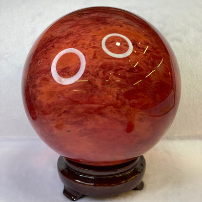 Cherry Quartz Crystal Ball Display with Wooden Stand 2,608.5g diameter 130mm height 155mm - Huangs Jadeite and Jewelry Pte Ltd