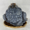 Natural Blue Purple Brown and White Agate 3 Legged Toad on Prosperity Ruyi Display 2045.0g 160.0 by 111.6g by 126.9g - Huangs Jadeite and Jewelry Pte Ltd