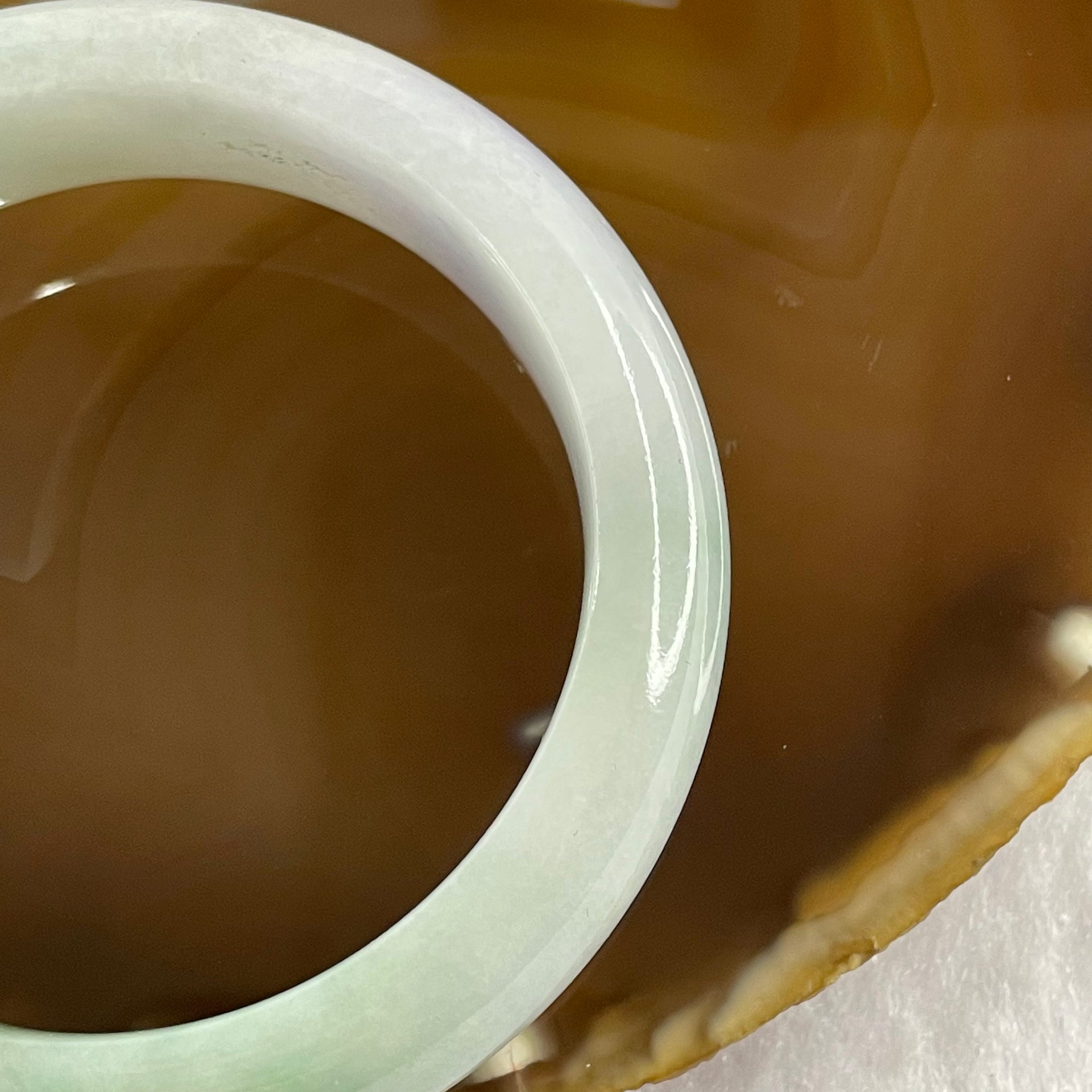 Type A Lavender, Green and Brown Jade Jadeite Bangle 70.25g inner Dia 54.0mm 15.9 by 8.8mm (Slight Internal Line) - Huangs Jadeite and Jewelry Pte Ltd