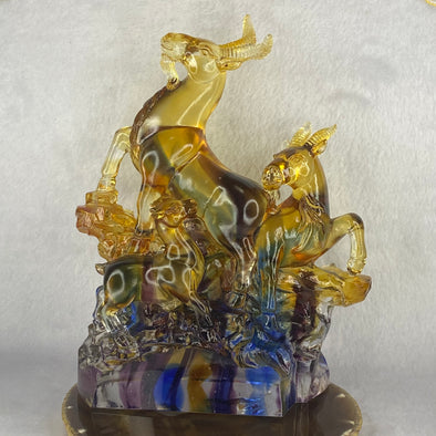 Liuli Crystal 3 Goats  brings Good Fortune 三羊开泰 2,362.0mm 160.0 by 89.8 by 195.0mm - Huangs Jadeite and Jewelry Pte Ltd