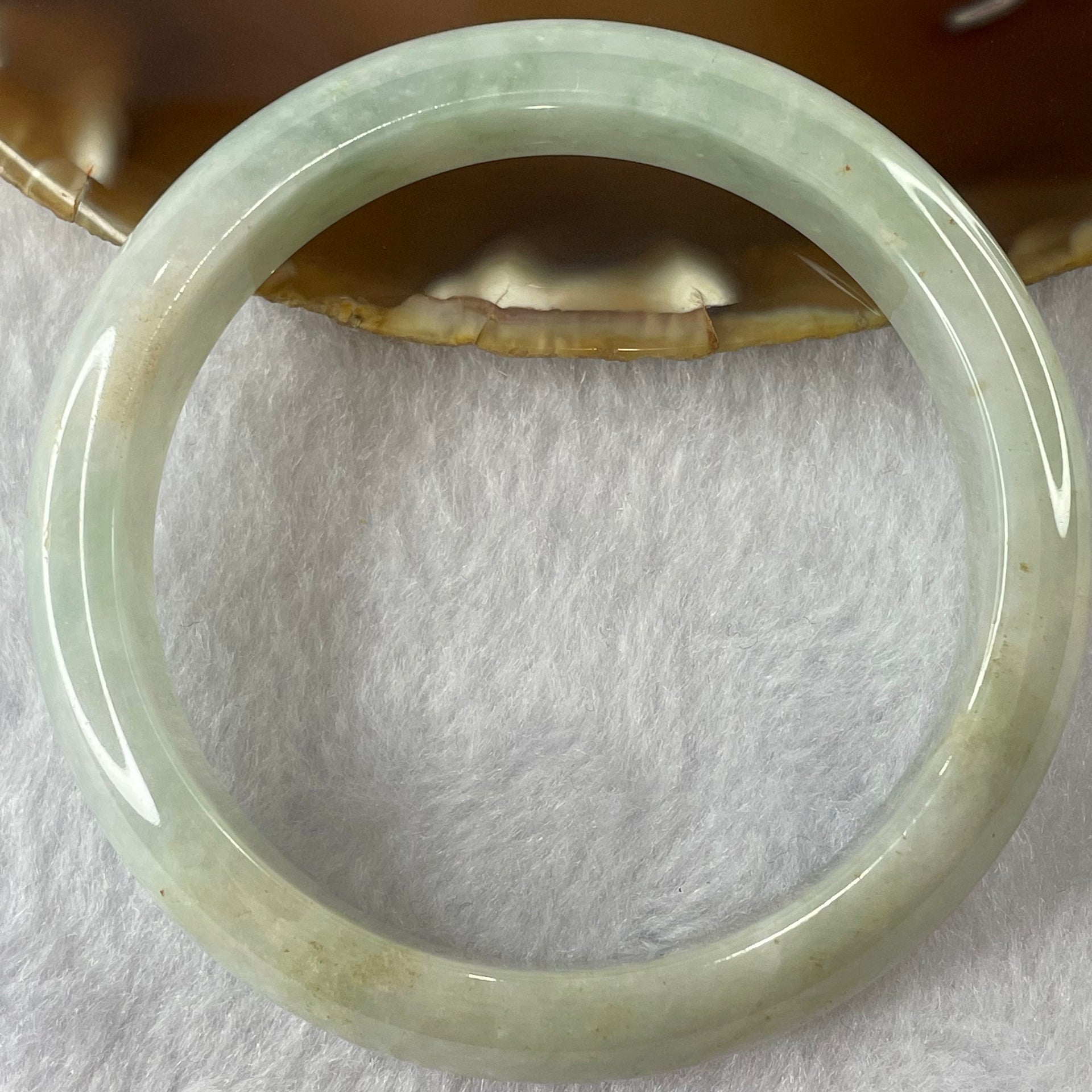 Type A Green with Red Patches Jade Jadeite Bangle 59.78g inner Dia 59.5mm 13.7 by 7.9mm (Slight External Rough) - Huangs Jadeite and Jewelry Pte Ltd