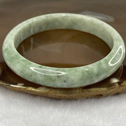 Type A Green with Spicy Green Patches Jade Jadeite Bangle 42.59g inner Dia 59.0mm 11.3 by 7.5mm (External Rough) - Huangs Jadeite and Jewelry Pte Ltd