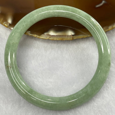 Type A Apple Green Jade Jadeite Round Bangle 38.17g inner Dia 57.9mm 8.2 by 8.9mm (External Rough) - Huangs Jadeite and Jewelry Pte Ltd