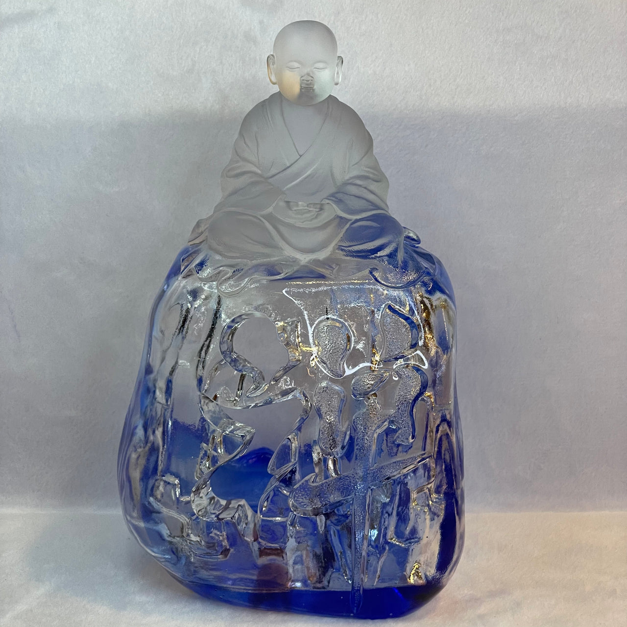 Liuli Crystal Monk Display 2,929g 158.0 by 122.0 by 255.0mm - Huangs Jadeite and Jewelry Pte Ltd