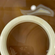 Type A Faint Yellow and Lavender Jade Jadeite Bangle 56.77g inner Dia 58.5mm 12.5 by 8.2mm (Internal Lines) - Huangs Jadeite and Jewelry Pte Ltd