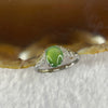 Type A High ICY Jelly Green Jadeite in 925 Silver Ring 1.83g stone about 8.3 by 6.7 by 1.4mm Adjustable Size - Huangs Jadeite and Jewelry Pte Ltd