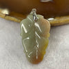 Type A Red and Green Jade Jadeite Leaf Pendant - 8.85g 35.5 by 22.3 by 5.4 mm - Huangs Jadeite and Jewelry Pte Ltd