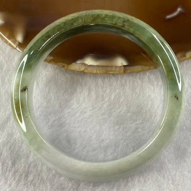 Type A Two Tone Green Jade Jadeite Bangle 52.91g inner Dia 56.1mm 12.4 by 7.6mm (Slight External Rough) - Huangs Jadeite and Jewelry Pte Ltd