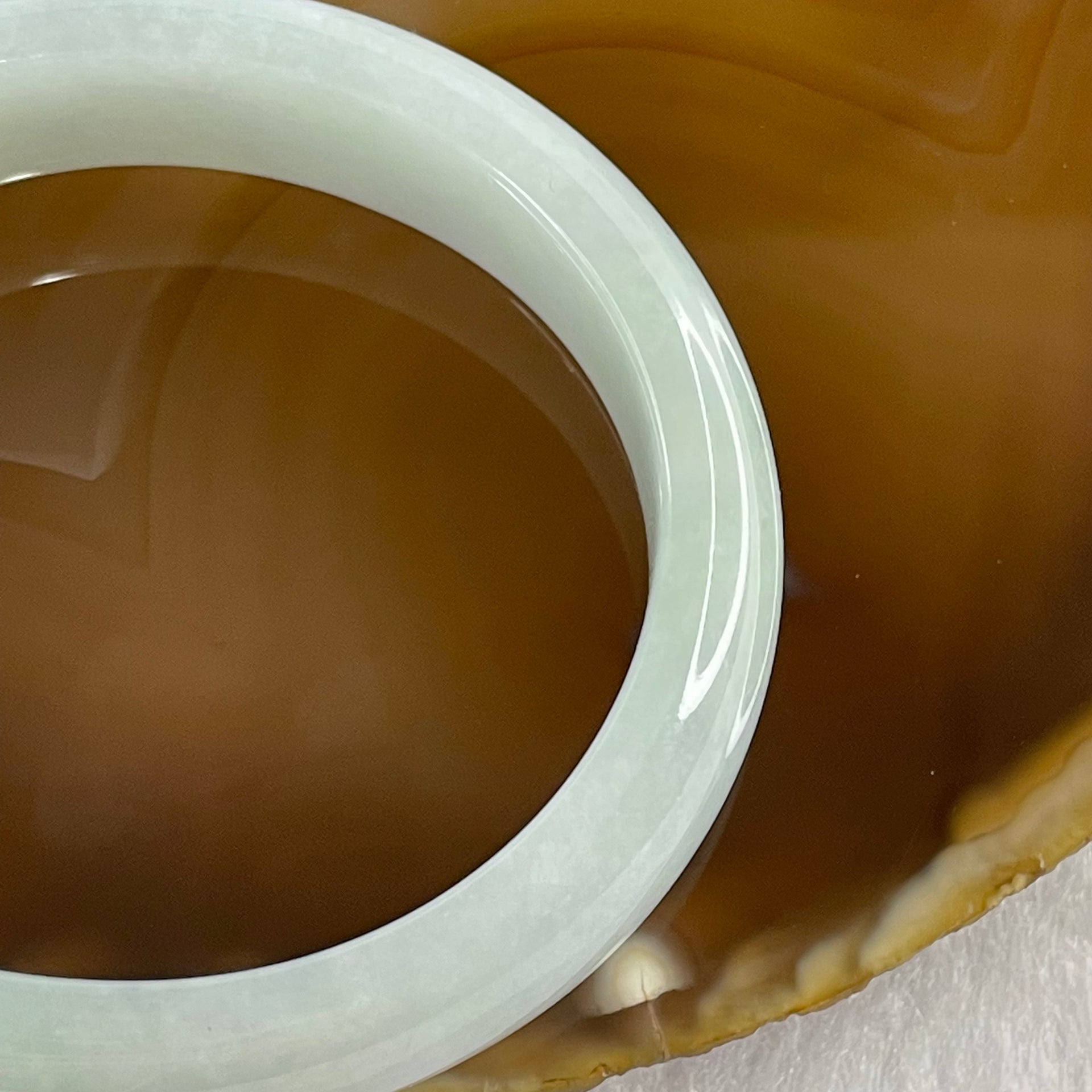 Type A Light Green Jade Jadeite Oval Bangle 50.49g inner Dia 54.6mm 14.0 by 7.5mm - Huangs Jadeite and Jewelry Pte Ltd