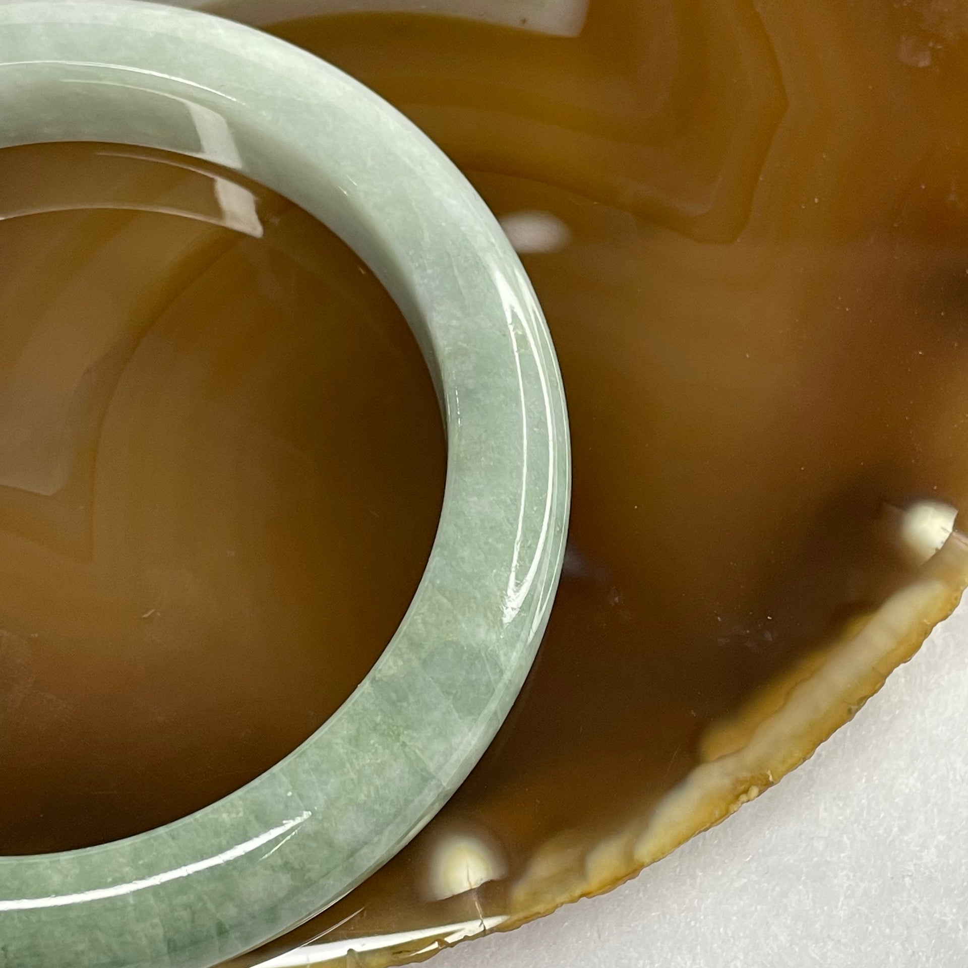 Type A Two-Tone Green Jade Jadeite Bangle 60.24g inner Dia 57.6mm 11.2 by 9.0mm (Internal Lines) - Huangs Jadeite and Jewelry Pte Ltd