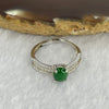 Type A Spicy Green Jadeite in 925 silver ring 2.05g stone about 6.6 by 5.5 by 2.0mm Adjustable Size - Huangs Jadeite and Jewelry Pte Ltd