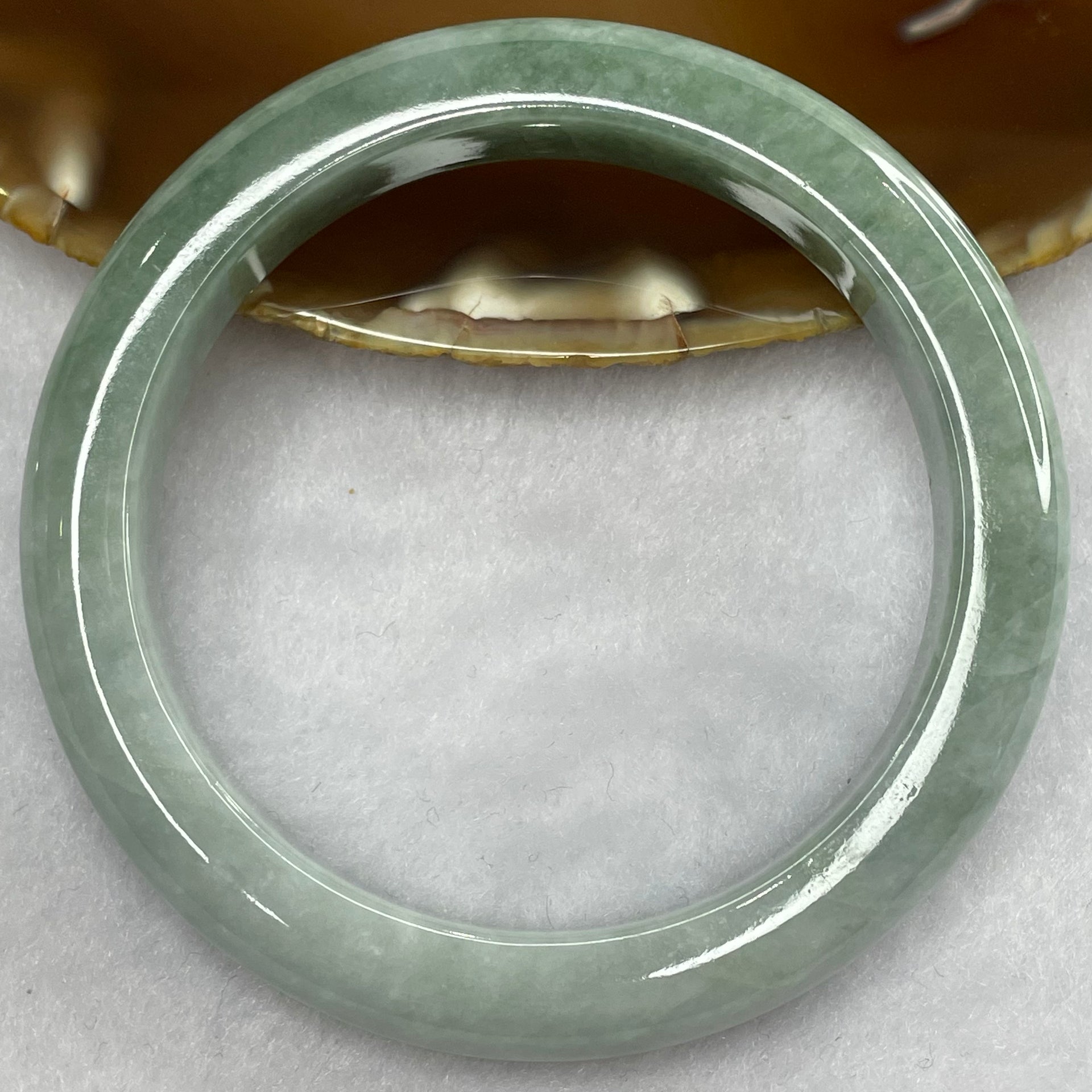 Type A Two-Tone Green Jade Jadeite Bangle 60.24g inner Dia 57.6mm 11.2 by 9.0mm (Internal Lines) - Huangs Jadeite and Jewelry Pte Ltd