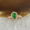 Type A Spicy Green Jadeite in 925 Silver Ring 2.03g stone about 7.8 by 5.0 by 2.1mm Adjustable Size - Huangs Jadeite and Jewelry Pte Ltd