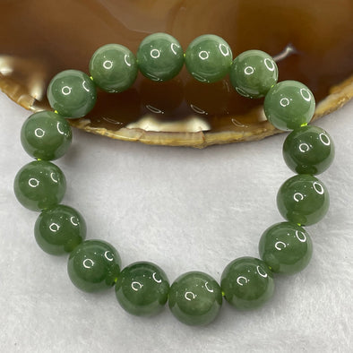 High Quality Type A Green (Jelly Texture) Jade Jadeite Beads Bracelet - 66.25g 13.3mm/bead 16 beads - Huangs Jadeite and Jewelry Pte Ltd