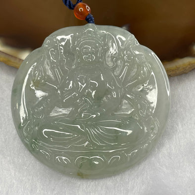 Type A Icy Green Piao Hua Jade Jadeite Thousand Hand Guan Yin Pendant - 27.70g 54.2 by 54.2 by 5.3 mm - Huangs Jadeite and Jewelry Pte Ltd