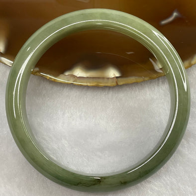 Type A Green with Brown Jade Jadeite Bangle 39.90g inner Dia 56.8mm 10.5 by 6.8mm (Slight External Line) - Huangs Jadeite and Jewelry Pte Ltd