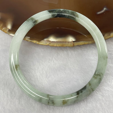 Type A Faint Green with Moss Green Patches Jade Jadeite Bangle 19.81g inner Dia 54.5mm 5.6 by 6.2mm (Internal Lines) - Huangs Jadeite and Jewelry Pte Ltd