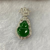 18K White Gold ICY Type A Green Omphasite Jadeite Hulu with Natural Diamonds Pendant 2.09g 27.3 by 13.8 by 6.7mm - Huangs Jadeite and Jewelry Pte Ltd