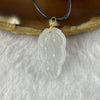 Type A Icy Faint Lavender Jade Jadeite Leaf Pendant with 18K Gold Clasp - 2.94g 25.3 by 13.8 by 4.2mm - Huangs Jadeite and Jewelry Pte Ltd
