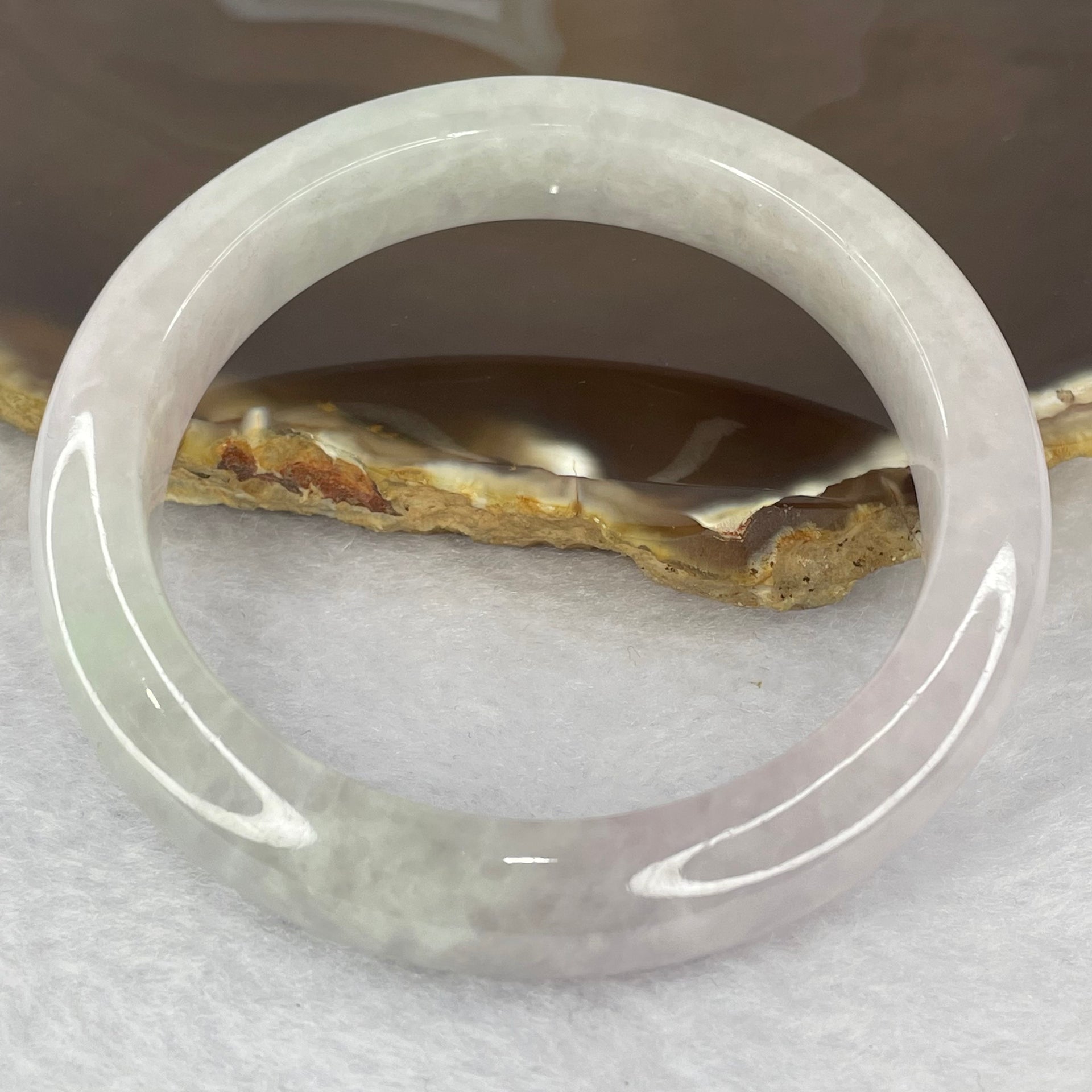 Type A semi icy lavender green yellow Jadeite bangle 52.63g inner diameter 54.6mm by 11.3 by 9.0mm (slight internal lines) - Huangs Jadeite and Jewelry Pte Ltd