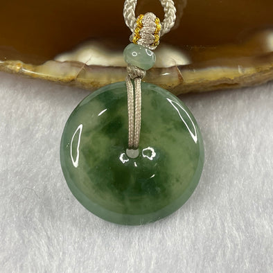 Type A Semi Icy Piao Hua Green Jade Jadeite Ping An Kou Pendant - 7.91g 23.6 by 23.6 by 5.6mm - Huangs Jadeite and Jewelry Pte Ltd