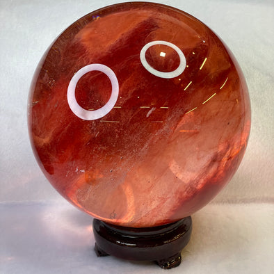 Cherry Quartz Crystal Ball Display with Wooden Stand 4,542.0g diameter 160mm height 183mm (very slight external line) - Huangs Jadeite and Jewelry Pte Ltd