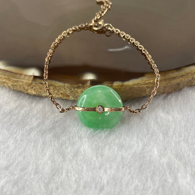 Type A Semi Icy Green Jade Jadeite Ping An Kou Bracelet with 925 Silver Setting - 4.83g 15.4 by 15.4 by 6.1mm - Huangs Jadeite and Jewelry Pte Ltd