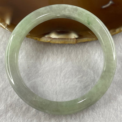 Type A Semi Icy Green and Grey Jade Jadeite Bangle 42.65g inner Dia 55.6mm 9.5 by 8.2mm (Slight External Rough) - Huangs Jadeite and Jewelry Pte Ltd