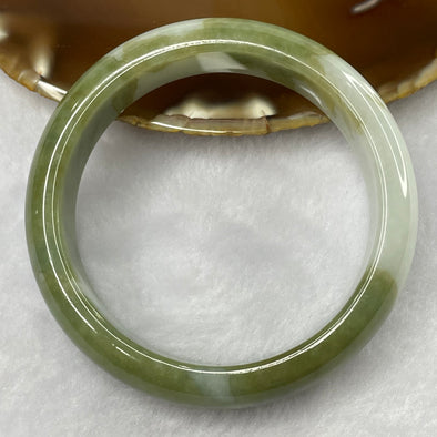 Type A Two Tone Green Jade Jadeite Bangle 76.62g inner Dia 58.7mm 16.0 by 8.5mm (Internal Lines) - Huangs Jadeite and Jewelry Pte Ltd