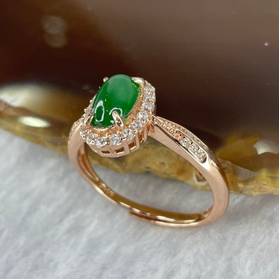 Type A Spicy Green Jadeite in 925 Silver Ring 2.03g stone about 7.8 by 5.0 by 2.1mm Adjustable Size - Huangs Jadeite and Jewelry Pte Ltd
