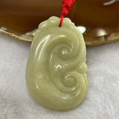 Type A Yellow Jade Jadeite Ruyi Pendant - 13.36g 47.6 by 31.0 by 4.5mm - Huangs Jadeite and Jewelry Pte Ltd