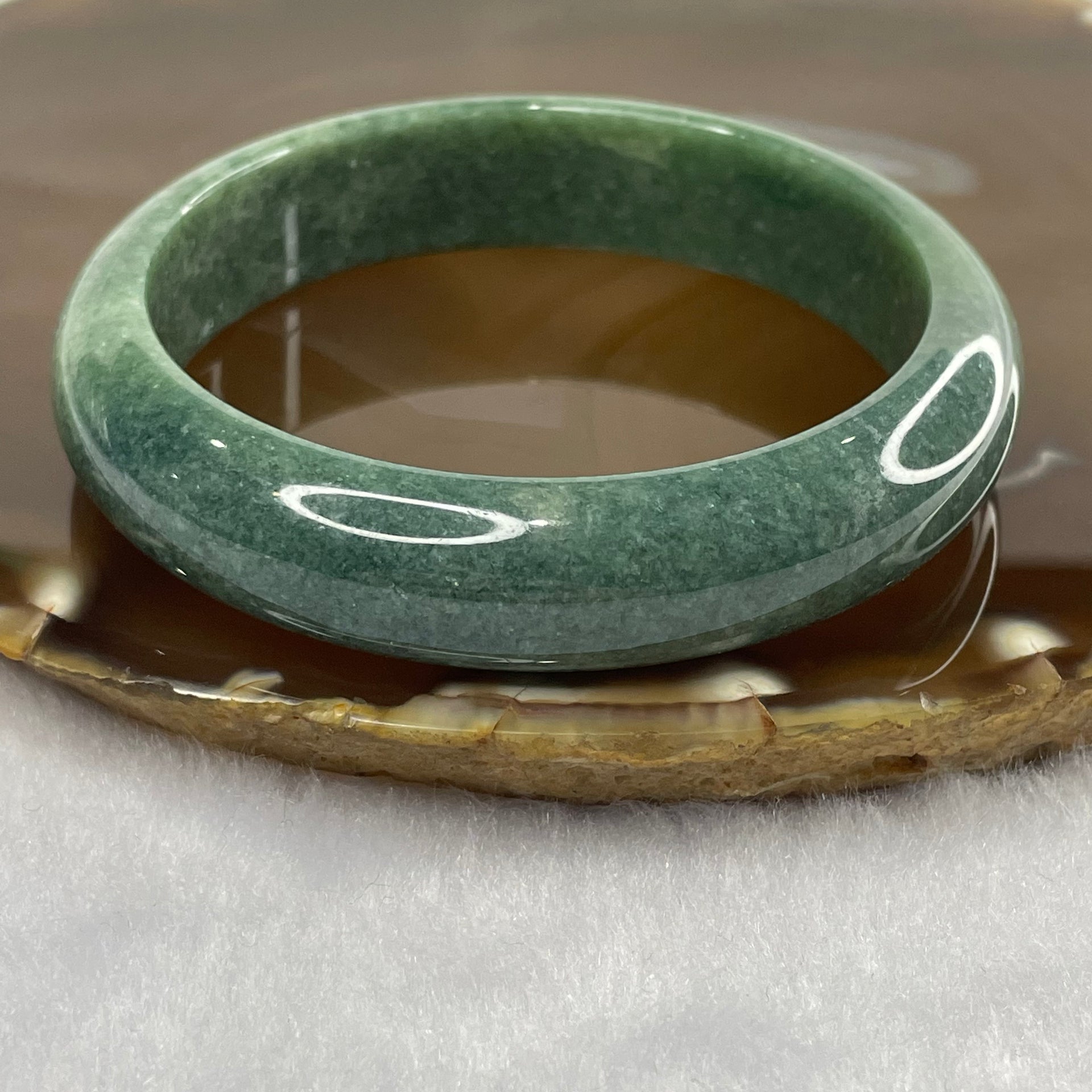 Type A Full Intense Green Jade Jadeite Bangle 54.24g inner Dia 56.8mm 13.7 by 7.8mm (Slight Internal Line) - Huangs Jadeite and Jewelry Pte Ltd