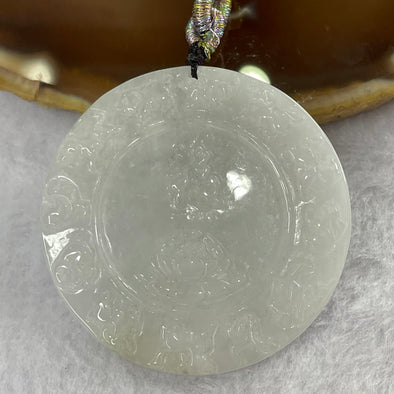 Type A Faint Lavender and Green Jade Jadeite Fu Symbol with 12 zodiacs Pendant - 26.51g 49.6 by 49.6 by 4.8 mm - Huangs Jadeite and Jewelry Pte Ltd