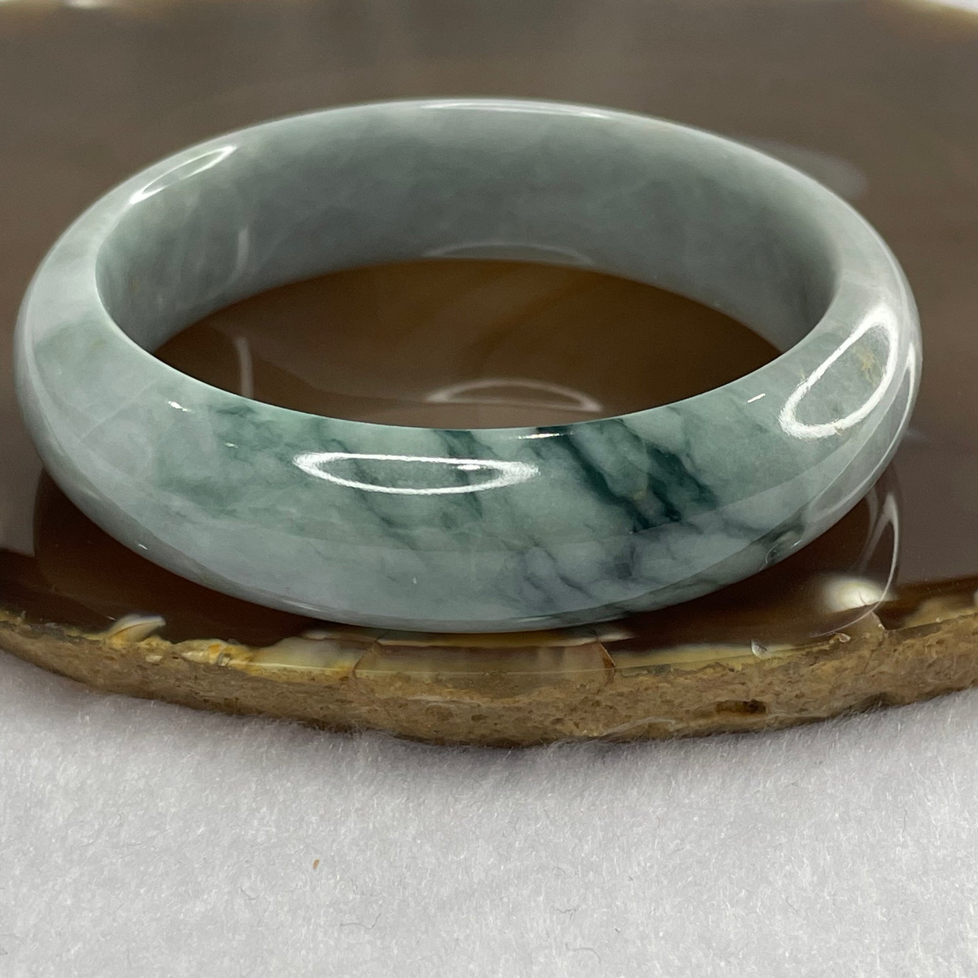 Type A Lavender and Green Piao Hua Jade Jadeite Bangle 60.66g inner Dia 55.3mm 15.6 by 7.8mm (Slight External Rough) - Huangs Jadeite and Jewelry Pte Ltd