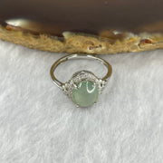 Type A ICY Jelly Faint Sky Blue Jadeite in 925 silver Ring 2.29g stone about 9.0 by 7.7 by 3.2mm Adjustable Size - Huangs Jadeite and Jewelry Pte Ltd
