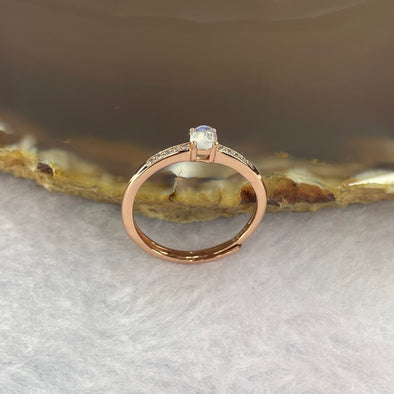 Moonstone 3.2 by 3.2 by 1.7 mm (estimated) in 925 Rose Gold Silver Ring 1.17g - Huangs Jadeite and Jewelry Pte Ltd